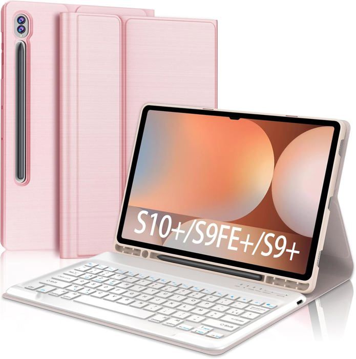 Clavier sans fil - 040PARTS - Samsung Galaxy Tab S10 Plus - Or Rose - Bluetooth 5.0 - 12.4 pouces