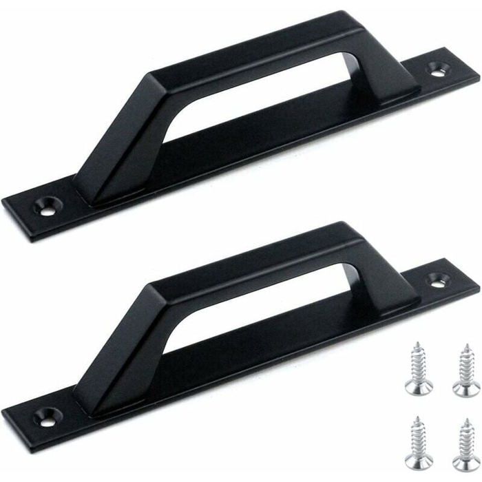 Lot de 2 Poignées Noir de Porte 175mm Poignees pour Porte de Coulissante pour portes placards tiroirs commodes placards