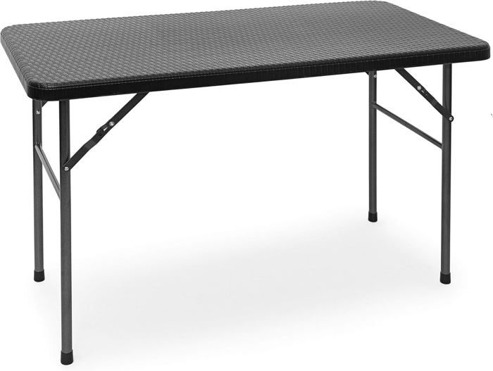 Table carrée pliante en acier et en résine Camping Polyrattan Levante