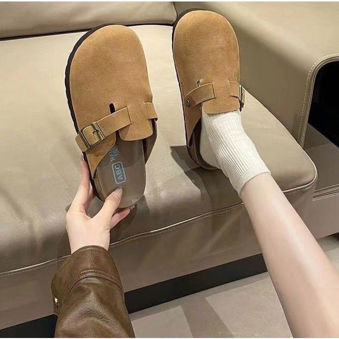 Mules à Enfiler En Cuir à Bout Fermé Pour Femme