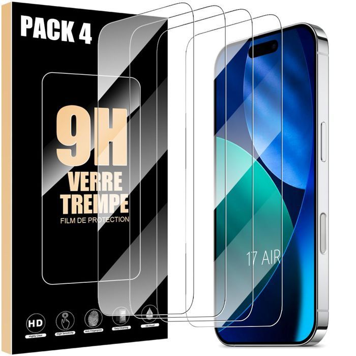 Verre Trempé pour iPhone Air - BOOLING - Installation Facile 9H Résistant Transparent Pack de 4