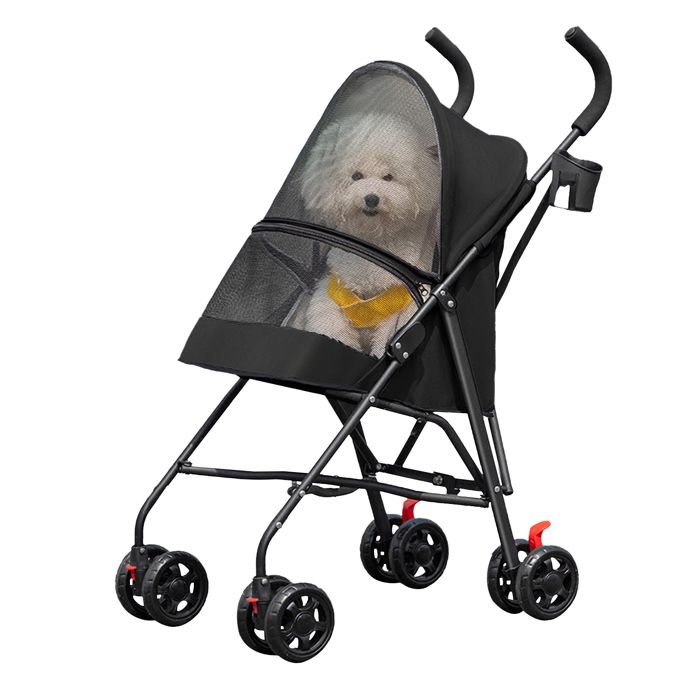 Comparer les prix de NOIR Poussette pliable avec panier de rangement pour chien chat animaux Corde antidérapante Maille respirant et facile