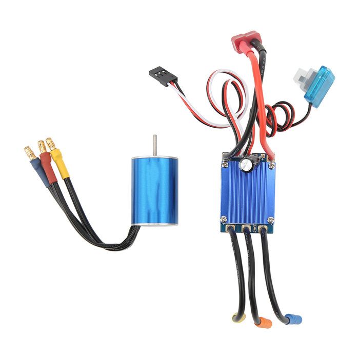 Alomejor Kit ESC de Moteur sans Balais pour Voiture RC à échelle 1/24, Construction en Alliage, Moteur à Couple 3500KV, ESC 25A pour Chenilles RC Haute Performance