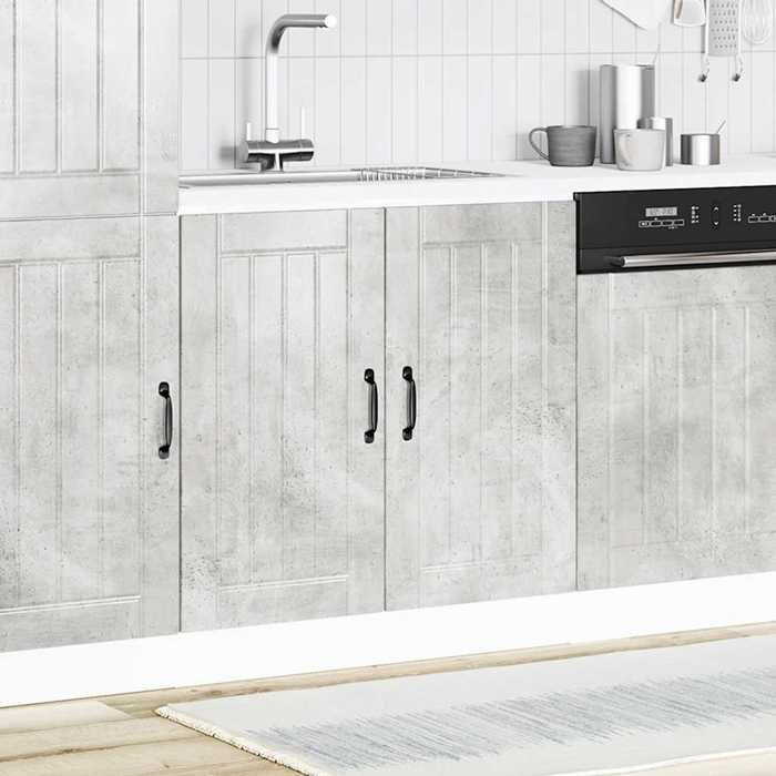 Meuble sous évier - GKO - Gris béton - Bois dingénierie - 80x46x81 5 cm - Capacité 70 kg - Pieds réglables