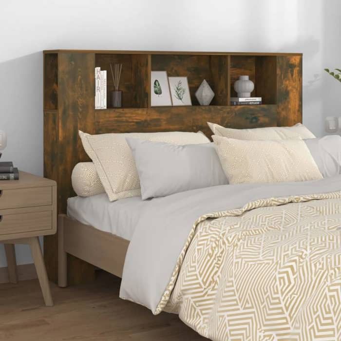 SALE 2026 Tête de lit Brun - Armoire de tête de lit Chêne fumé 140x18 5x104 5cm PRO122998974