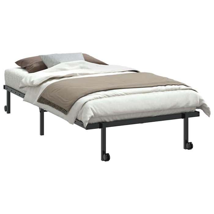 1 Place - Cadre de lit simple - VIDAXL - 222x1045x30 cm - sans matelas - pliable noir 100x200 cm acier FR_002636647