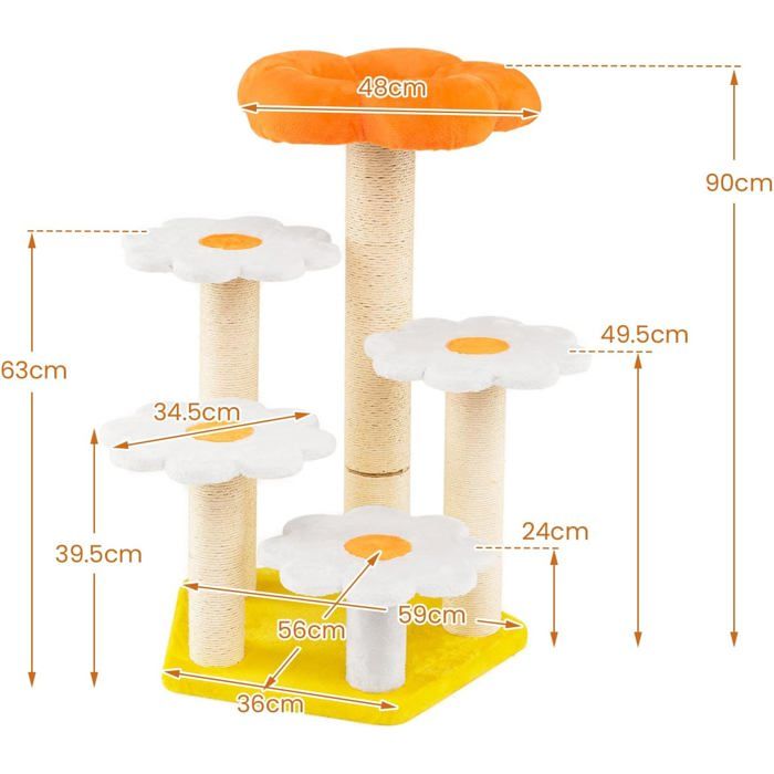 Comparer les prix de GIANTEX Arbre à Chat XXL en Forme de Fleur dIntérieur Hauteur 90CM Griffoirs en Sisal Centre d’Activités de Chaton
