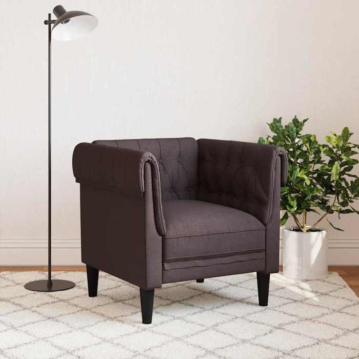 Hot Sale®1 pcs Fauteuil Chesterfield simple - SARAZYJ - Meuble de salon - marron foncé tissu - S3241376