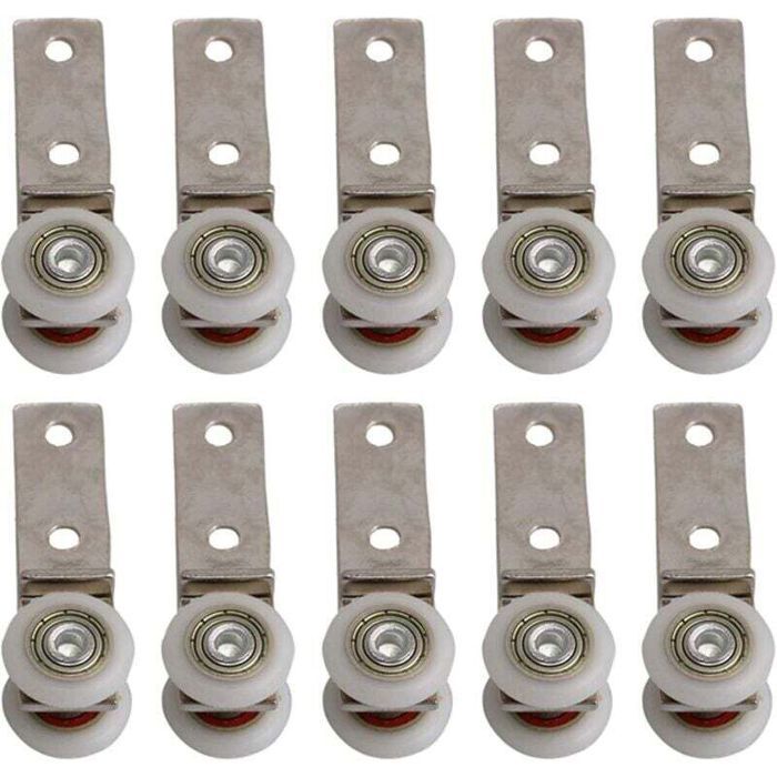 Roulettes métalliques pour portes coulissantes - PZCC - Lot de 10 - Roulement coudé - Support 60 kg
