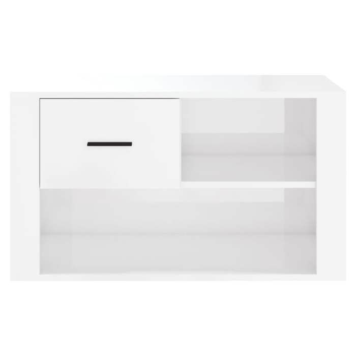 Remise 2026®Meuble Entrée Blanc - Armoire à chaussure - Blanc brillant - 80x35x45cm - Bois ingénierie 700 5103880