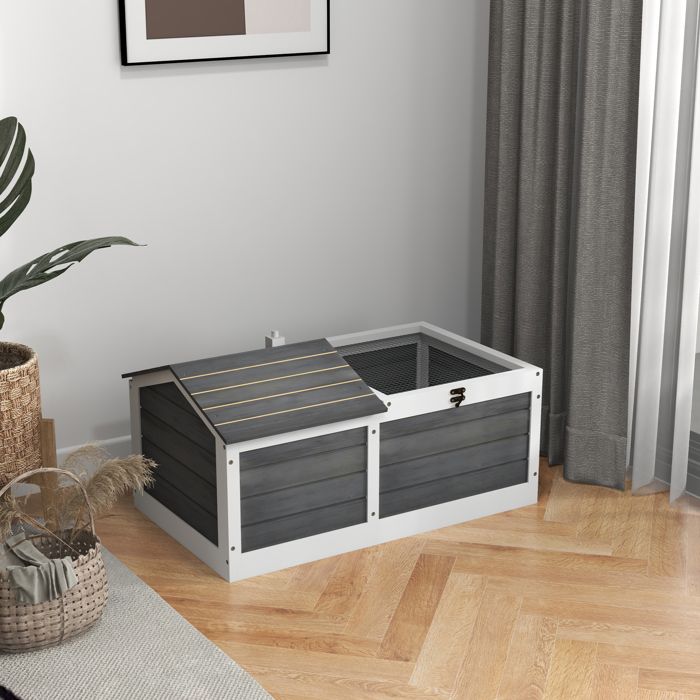 MOTHINESSTO1429-Maison enclos cage pour petit animal tortue avec 2 espaces 86 x 54 x 43 cm - bois de sapin