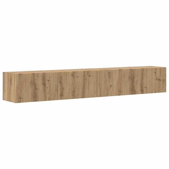 Marron BANC TV - BMK - Meuble TV mural 2 pcs - Avec rangement - Chêne artisan 98x31x29 5cm ncv96282847577