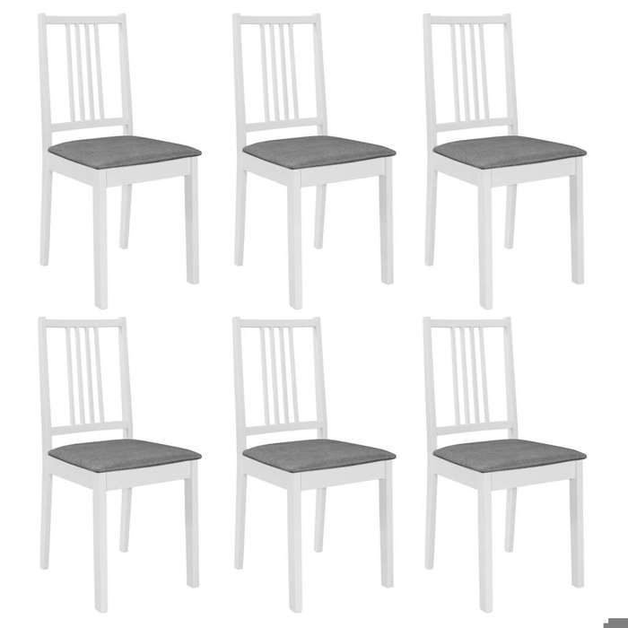Maison Exclusive - Chaises à manger avec coussins lot de 6 blanc bois solide