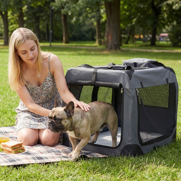 Sac de Transport Pliable COSTWAY pour Animaux Jusquà 23kg 3 Portes Fermeture Zippée Coussin Amovible Poches de Rangement Gris Sac de Transport Pliable COSTWAY pour Animaux Jusquà 23kg 3 Portes Fermeture Zippée Coussin Amovible Poches de Rangement Gris
