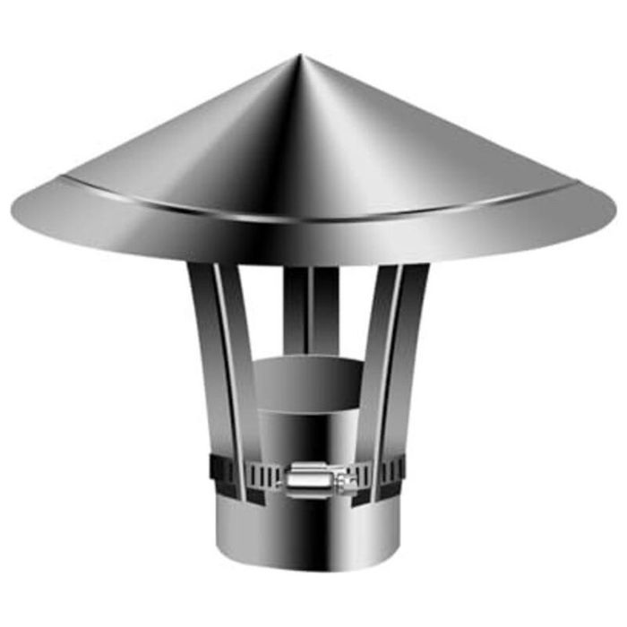 Chapeau de cheminée inox – anti‑oiseaux – diam.150 mm – argent