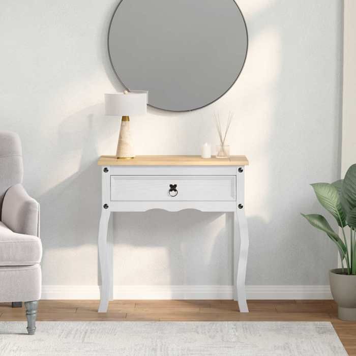 Console Meuble - vidaxl - Table d’Entrée (1 pc) - bois de pin massif - blanc - 73 x 35 x 73 cm@zje81e