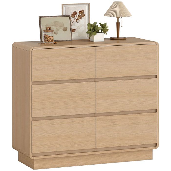Commode - MINIMAL - 100 cm - 6 tiroirs - Bois massif aspect bois naturel - Capacité 80 kg Commode - MINIMAL - 100 cm - 6 tiroirs - Bois massif aspect bois naturel - Capacité 80 kg