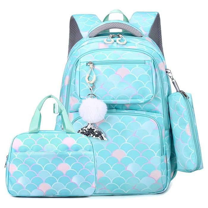 XJYDNCG Cartable Fille Primaire - Sac À Dos Scolaire Enfant - 46x32x20cm - Vert