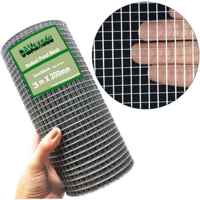 200mm x 3m Filet Anti-Souris Filet en Acier RouleauFilet métallique soudé galvanisé pour Bloquer et empêcher Les Souris dentrer