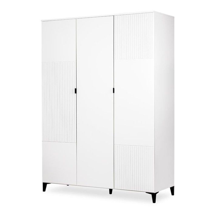 MIA Armoire penderie 3 portes avec étagères pour chambre enfant Blanc