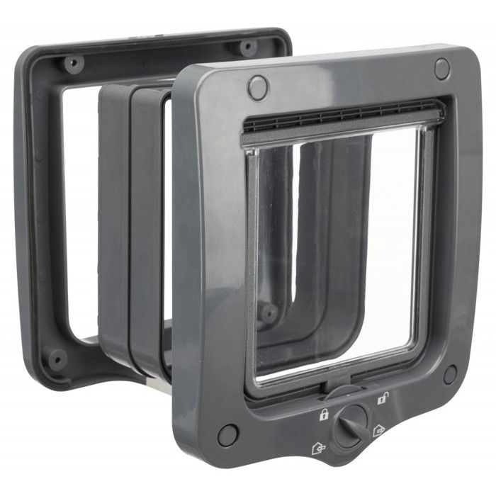 Comparer les prix de Chatière 4 positions avec tunnel 20 × 22 cm ext  grise. pour chat - animallparadise 25 Gris