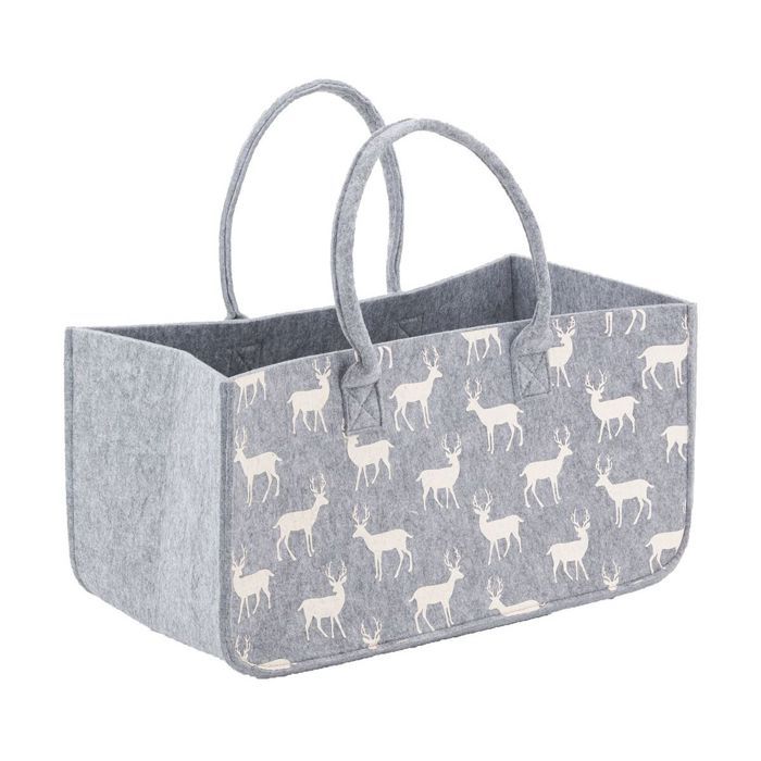 Sac En Feutre Pliable Gris Clair - 50 X 25 X 25 Cm, Grande Capacité - Pour Bois De Cheminée, Courses, Rangement - 5