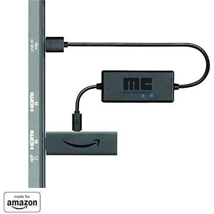 Mission Cables Câble Alimentation USB Pour Amazon Fire TV – Alim Directe Port USB TV, Gestion Énergie Intelligente, Évite Prise Séparée