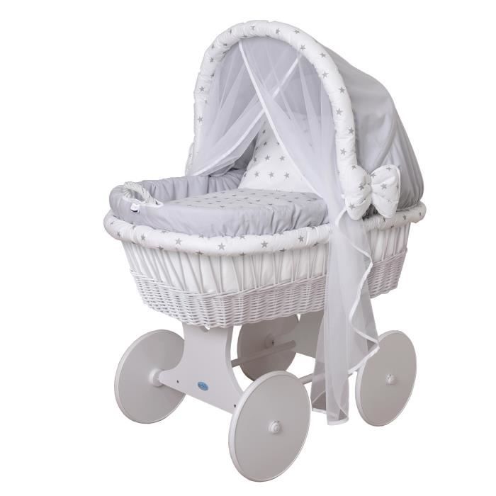 WALDIN Landau Berceau Couffin B b Blanc Gris toile Tour de