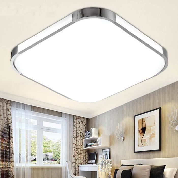 24 W LED PlafonnierUltra-mince Moderne Argent Blanc Super Lumineux Carré Lampe pour Salon Salle De Bains Chambre À Coucher