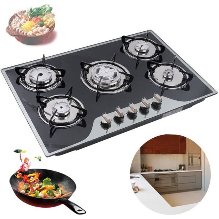 Plaque De Cuisson à Gaz 5 Feux Avec Planches De Placement - Autoportante, Allumage Manuel, Pour NG/GPL - Usage Intérieur/extérieur - 8