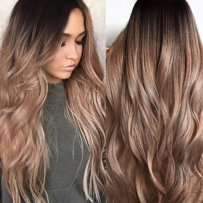 Sexy Degrade Blonde Parti Perruques Longs Cheveux Boucles Couleurs