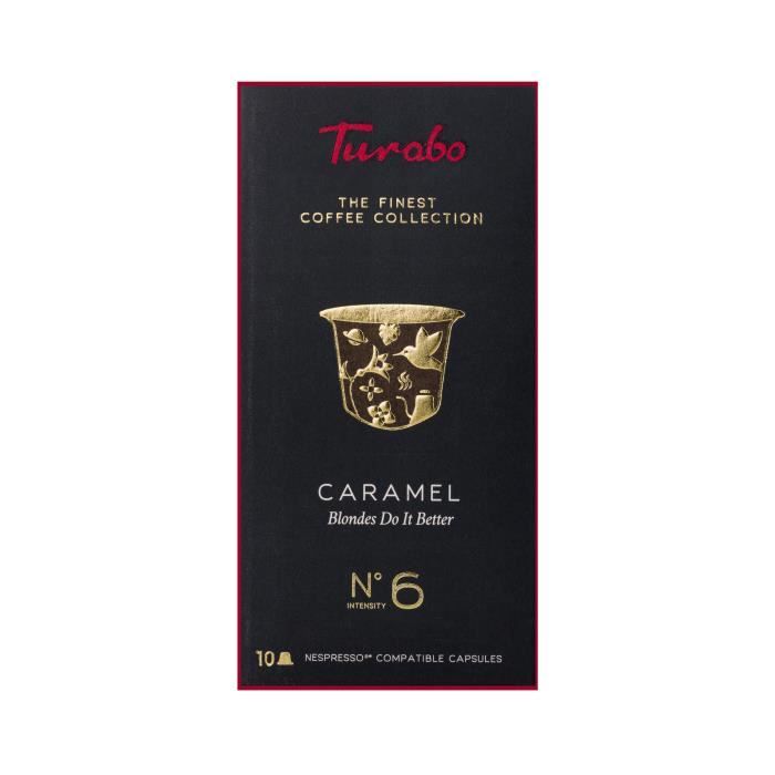 Capsules de café, TURABO, Caramel, 10 capsules compatibles Nespresso