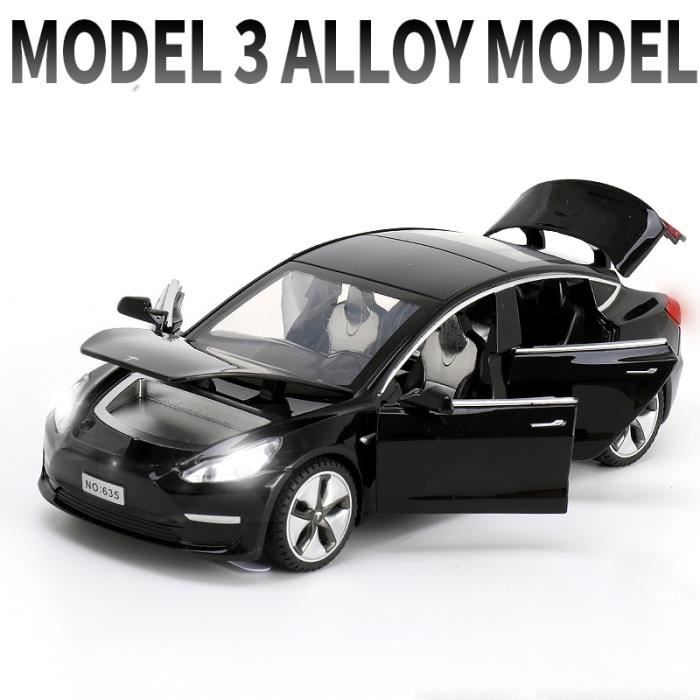Mini voiture Tesla modèle 3 en alliage, véhicules moulés et jouets, jouets  pour enfants garçons, cadeaux, Collection 1/32