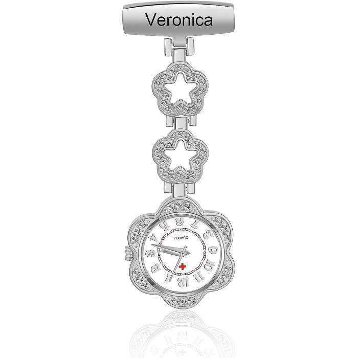 Montre De Poche Infirmière Personnalisable - Gravure Nom/Initiales - Avec Épingle De Sûreté - Pour Médecins, Personnel Médical