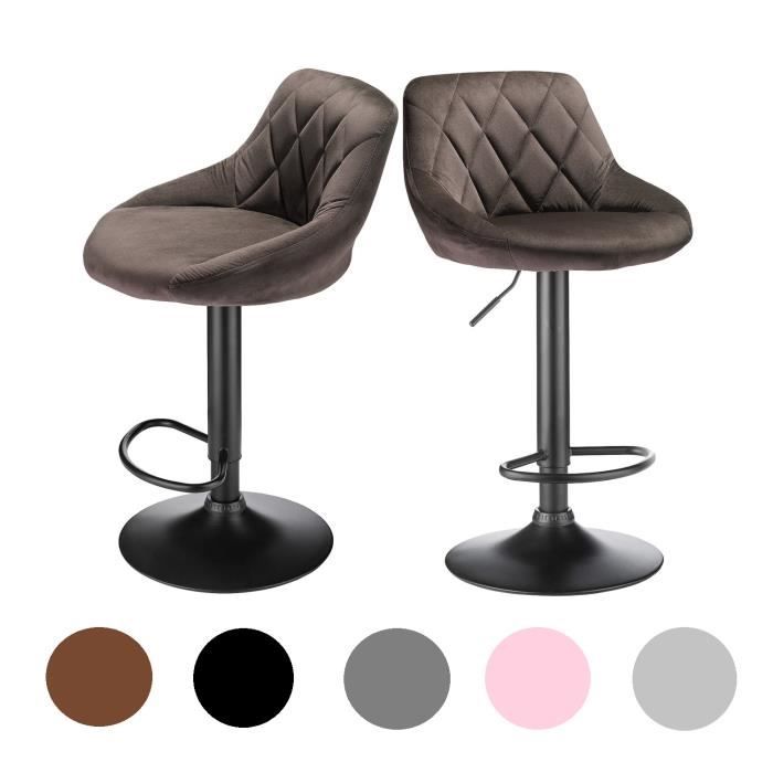 Tabouret de bar CIFUNZERO en velours style cuillère lot de 2 bruns