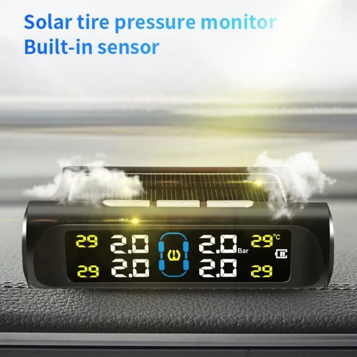 Système de surveillance d'alarme de pression de voiture TPMS solaire,4 roues,capteur de