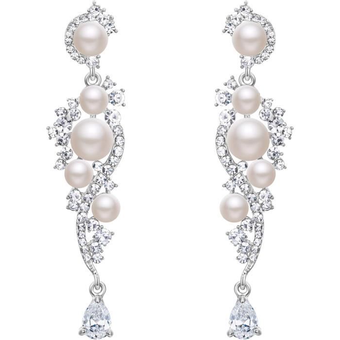 Boucles d'oreilles Noisette Rouge avec Perles et Zirconium en Pr main image 1