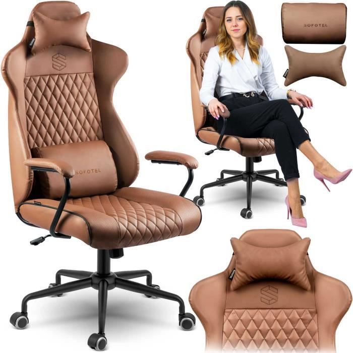 Fauteuil de bureau réglable - Sofotel - Werona - Marron - Accoudoirs confortables - Rembourrage respirant