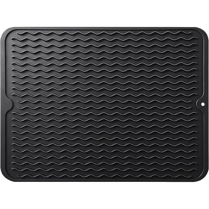 Tapis égouttoir Vaisselle Silicone - 40x32,5 Cm - Antidérapant, Résistant à La Chaleur, Pliable