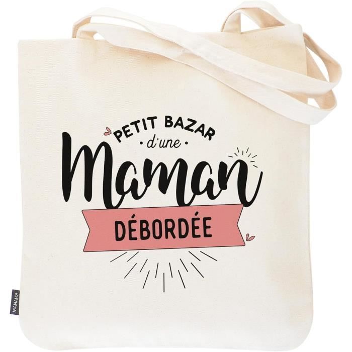 Sac Tote Bag + Porte-clés "Super Maman" - Cadeau Pour Maman - Tissu Non-tissé Résistant - Idéal Noël, Fête Des Mères