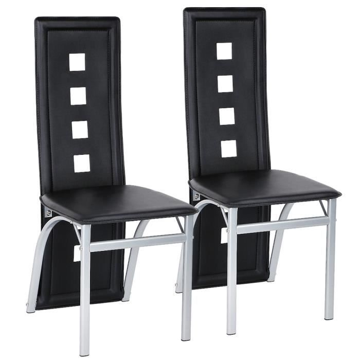 Lot De 2 Chaises De Salle A Manger 2 Pcs Noir Cuir Artificiel Style Contemporain Scandinave Chaise Cuisine Cdiscount Maison