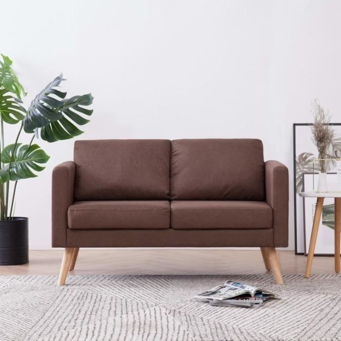 Canapé 2 places en tissu Marron - P84 - Largeur 84 cm
