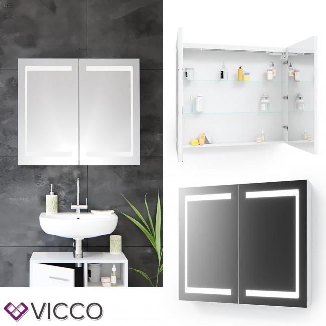 Vicco Led Miroir Armoire Blanc Salle De Bains Armoire Salle De