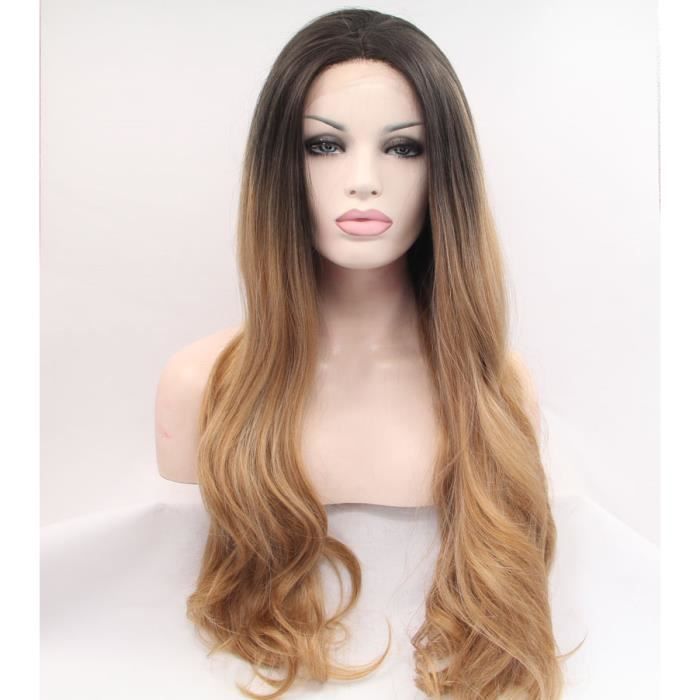 Premium Ombre Brun Perruques Brunes Fonce Bresilien Long Ondule