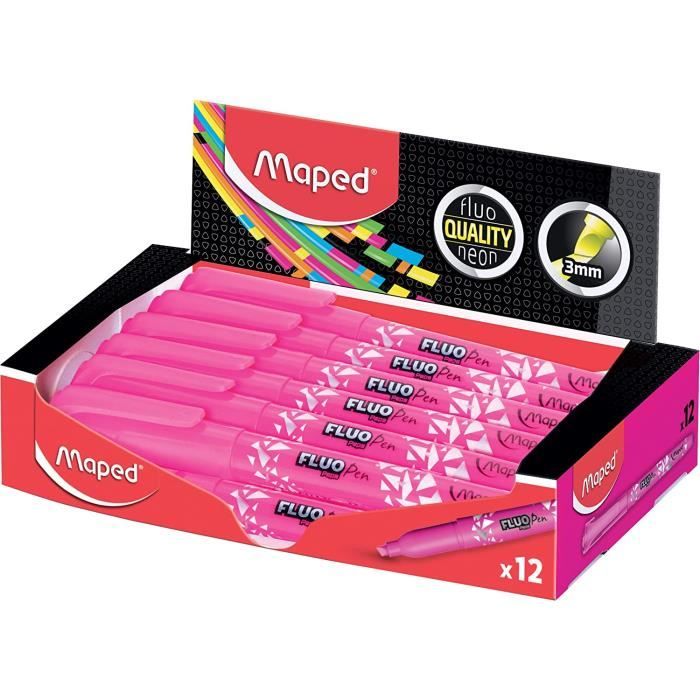 Boîte De 12 Surligneurs Maped Fluo’Peps Classic Pastel Bleu – Pointe Biseautée, Encre Fluo Qui Ne Traverse Pas, Tient 4h Ouvert