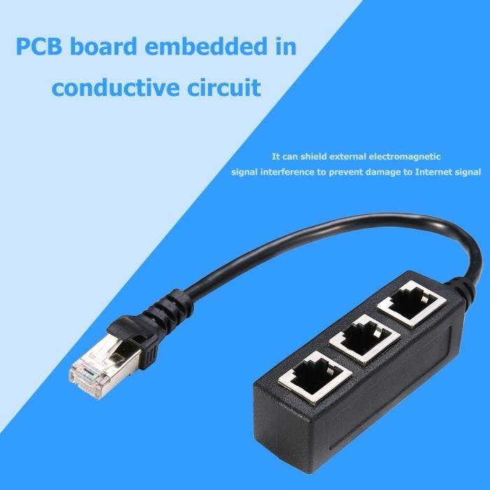 4 ports Ethernet RJ45 Câble adaptateur coupleur 8p8c 1 mâle à 4