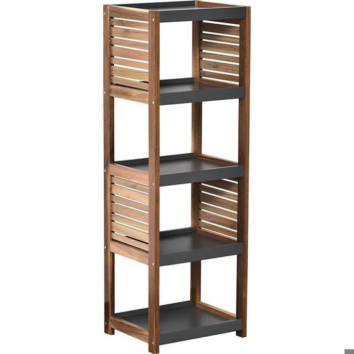 Etagere De Salle De Bain 5 Niveaux H108 Cm En Acacia Cdiscount Maison