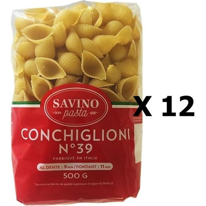 Lot 12x Pâtes Conchiglioni n°39 - Savino Pasta - paquet 500g