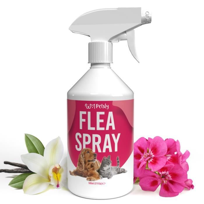 PETSLY Spray Anti Puces Naturel - Alternative Au Collier Anti Puces pour  Chien & Chat, 500 ML