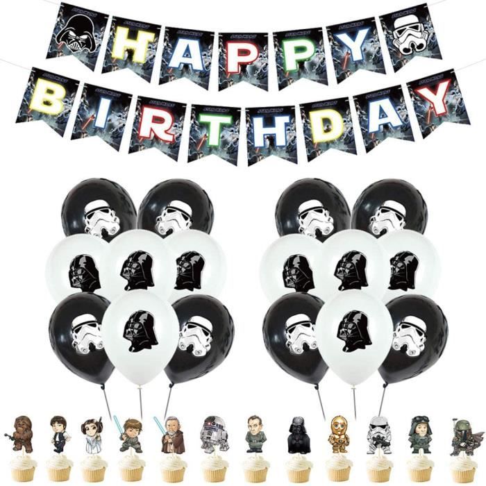 Decorations De Fete D Anniversaire Theme De Star Wars Pour Enfants Avec Banniere Happy Birthday Cupcakes Ballons Pour Decoration Cdiscount Maison